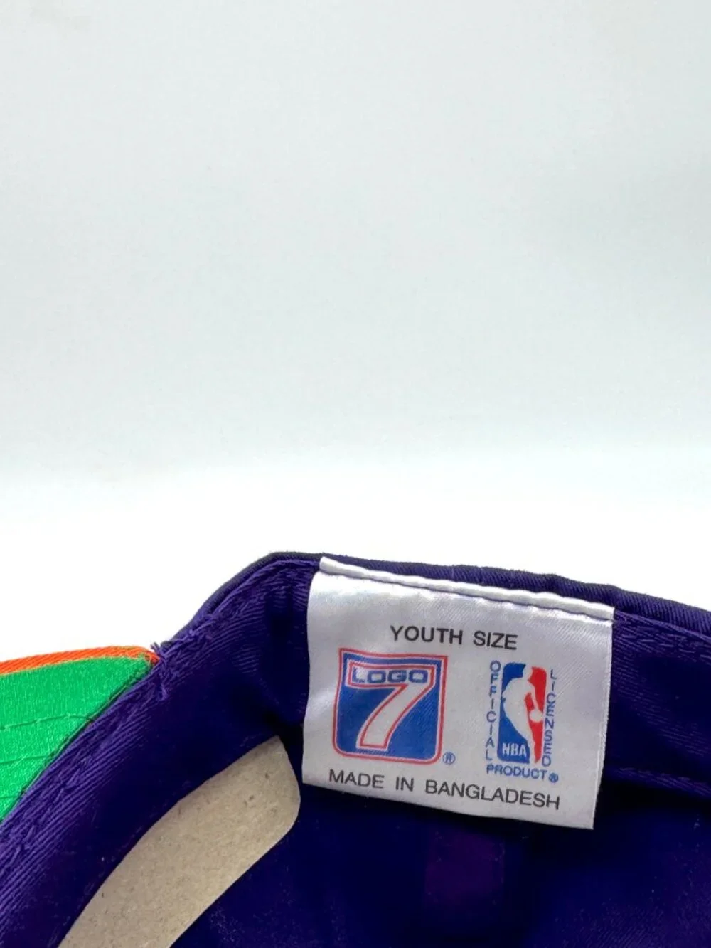 Vintage Phoenix Suns Deadstock Youth Logo 7 Snapback Hat NBA NWT Purple Orange